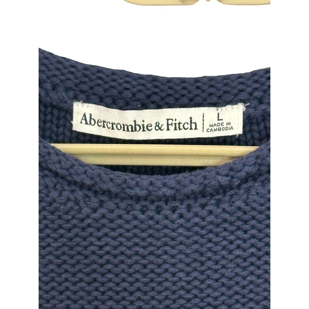 NWT Abercrombie & Fitch Womens Rolled Hem Crochet Knit Cottagecore Preppy Ble - Picture 6 of 11